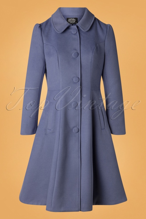 Hearts & Roses - 50s Esme Swing Coat in Blue