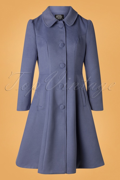 Hearts & Roses - Esme Swing Coat Années 50 en Bleu