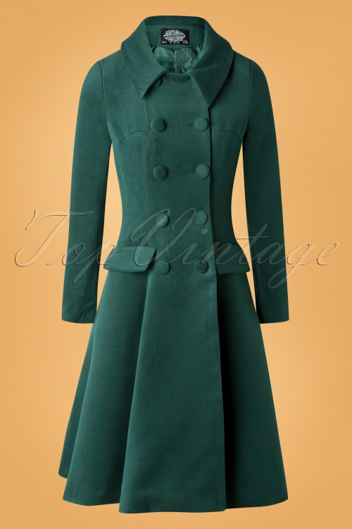 Hearts & Roses - 50s Evelyn Swing Coat in Green 2
