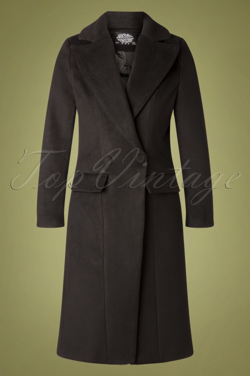 Hearts & Roses - Eloise Vintage Coat Années 60 en Noir