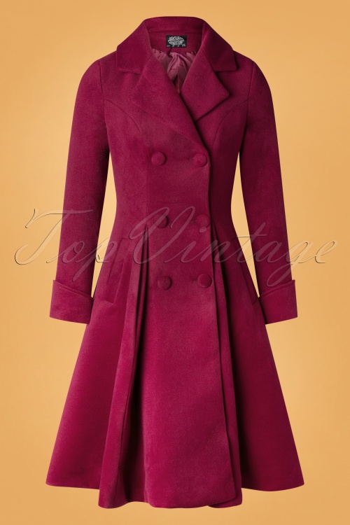 Hearts & Roses - Eleanor Swing Coat Années 50 en Bordeaux