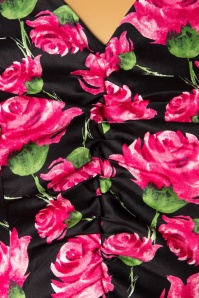 Hearts & Roses - 50s Ella English Rose Tea Dress in Black 6