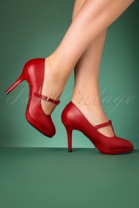 Lulu Hun - 50s Carrie T-Strap Pumps in Red 3