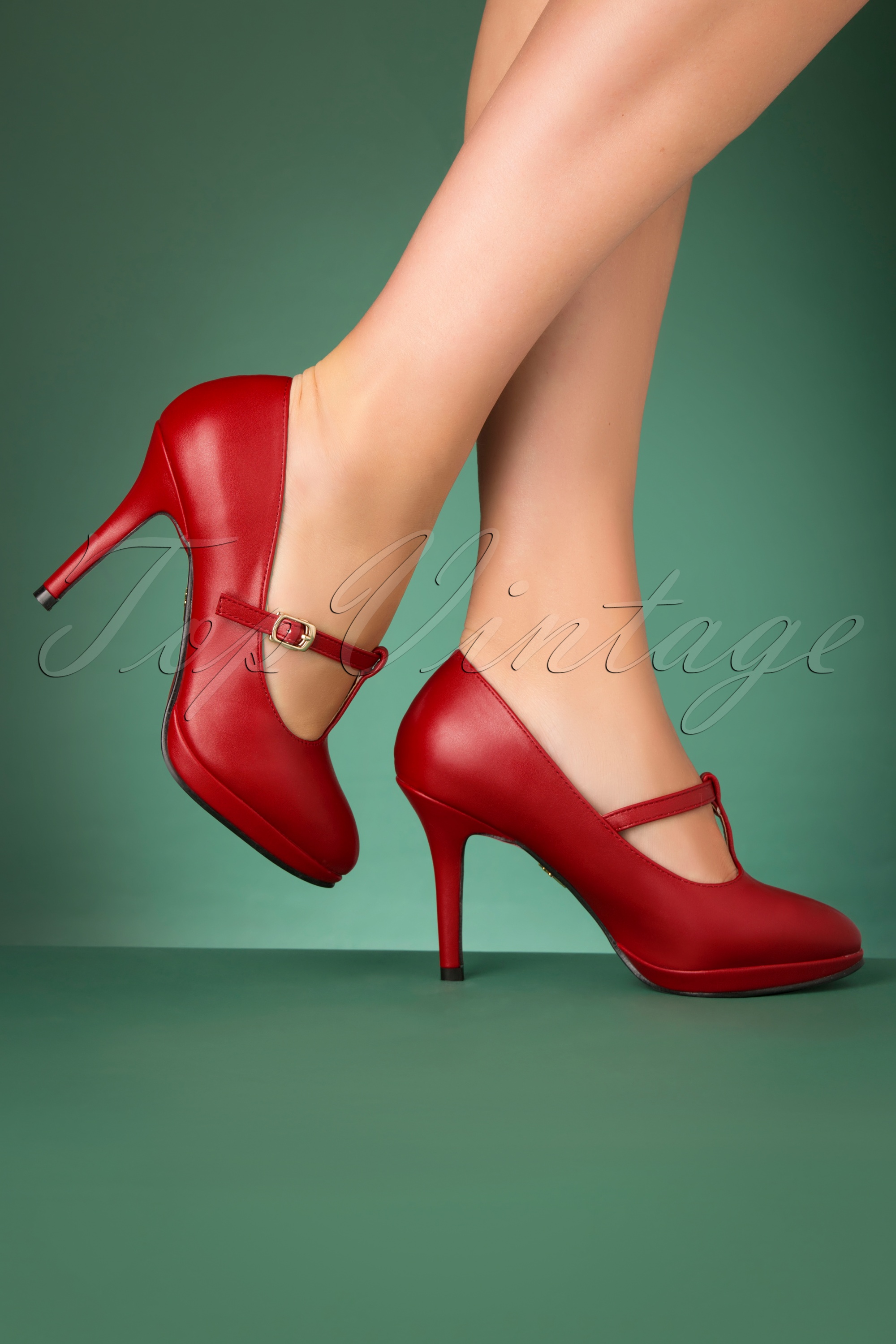 Lulu Hun - Carrie T-Strap-pumps in rood 3