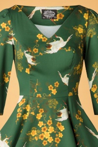Hearts & Roses - 50s Bibi Blossom Swing Dress in Green 4