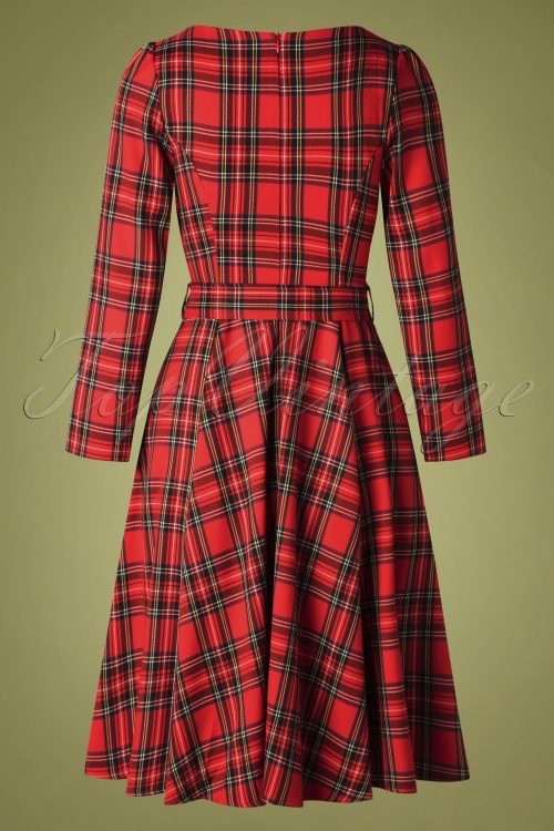 Hearts & Roses - Highland Swing Dress Années 50 en Tartan Rouge 5