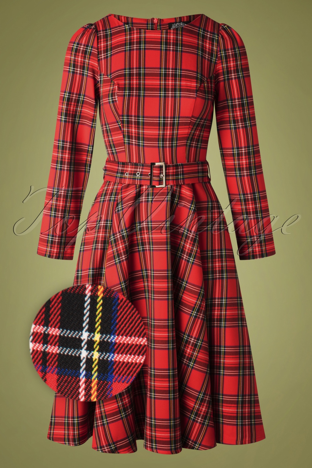 red tartan swing dress