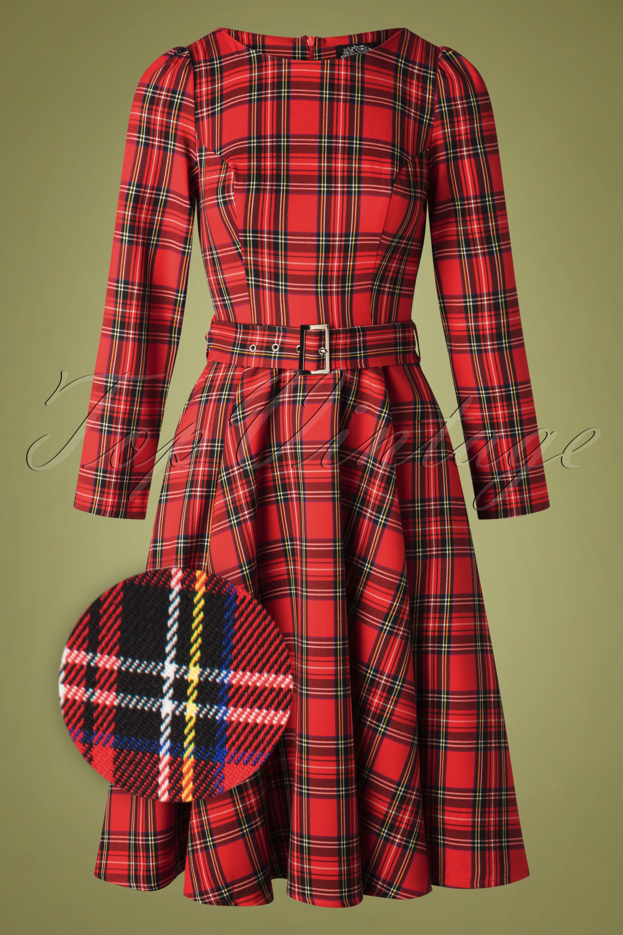 Hearts & Roses - Highland Swing-jurk in rode Schotse ruit 2