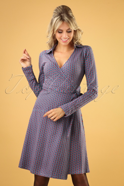 Circus - Dot Wrap Dress Années en Bleu Pierre