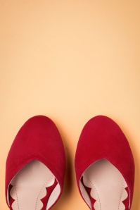 Miss L-Fire - 50s Layla Suede Sweetheart Pumps in Ruby Red 3