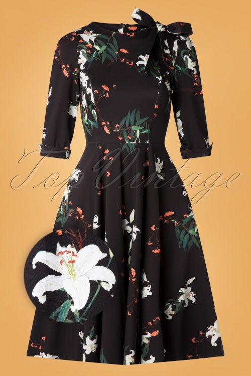 Hearts & Roses - 50s Diana Lilly Swing Dress in Black 2