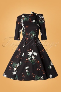 Hearts & Roses - 50s Diana Lilly Swing Dress in Black 3