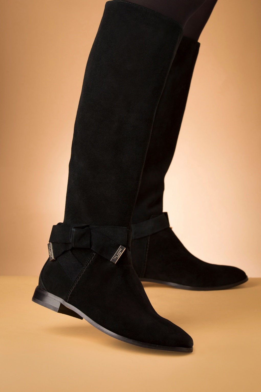 60s Sintiia High Suede Boots in Black