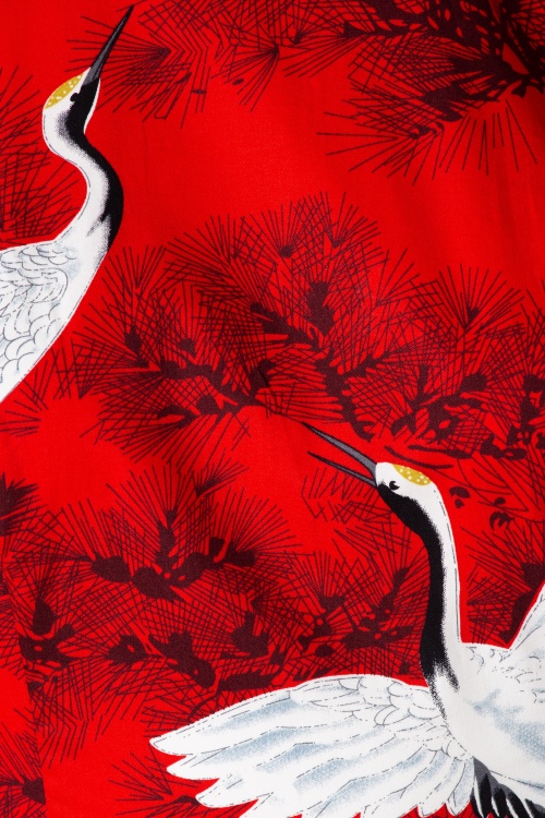 Hearts & Roses - Vivian Crane Bird Swing-jurk in rood 4