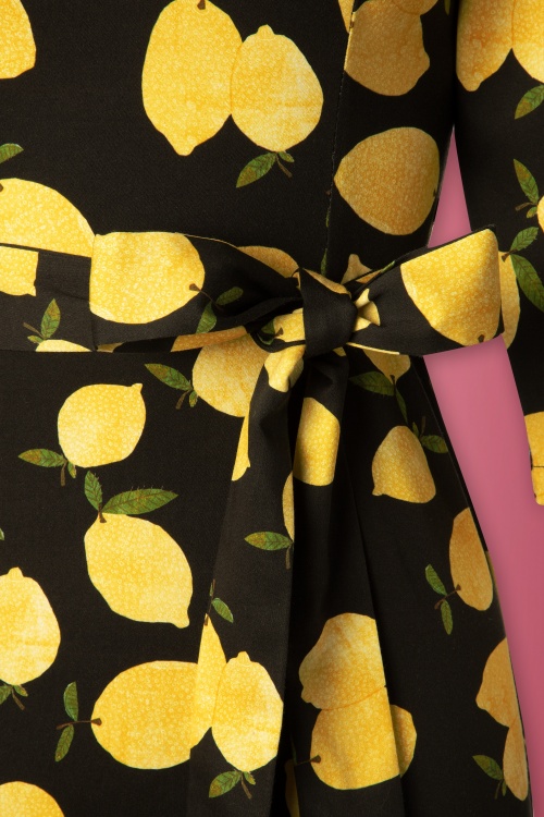 Hearts & Roses - Zesty Lemon Wiggle Dress Années 50 en Noir 4