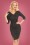 Hearts & Roses - 50s Cecilia Polkadot Wiggle Dress in Black