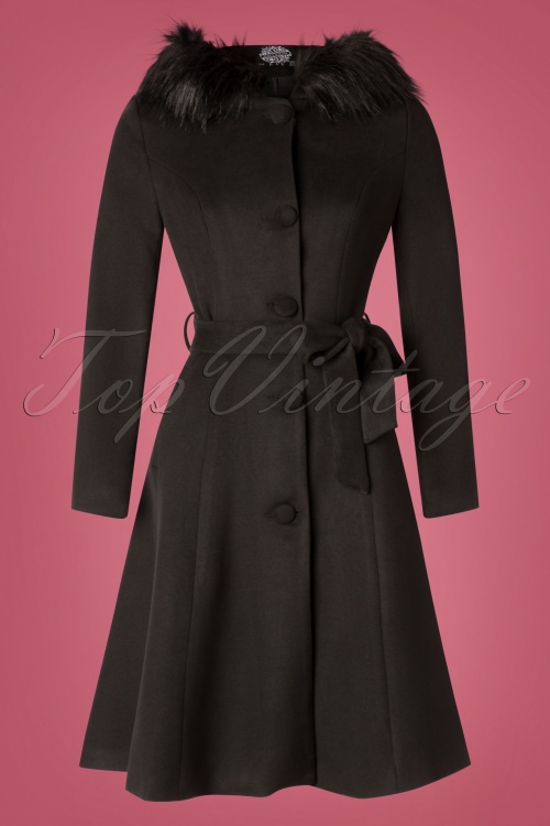 Hearts & Roses - 50s Ella Swing Coat in Black 2