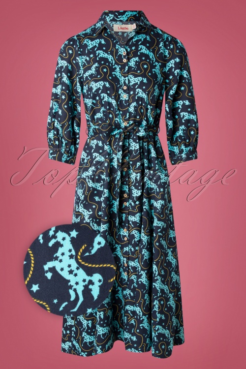 Louche - Lilwenn Horse-jurk in donker marineblauw