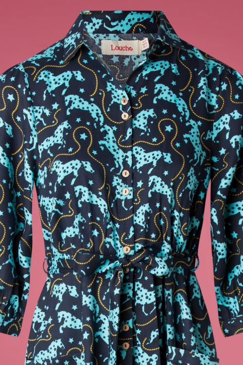 Louche - Lilwenn Horse-jurk in donker marineblauw 3