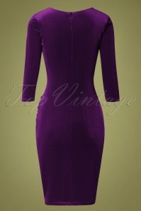 Vintage Chic for Topvintage - 50s Ronya Velvet Pencil Dress in Purple 5