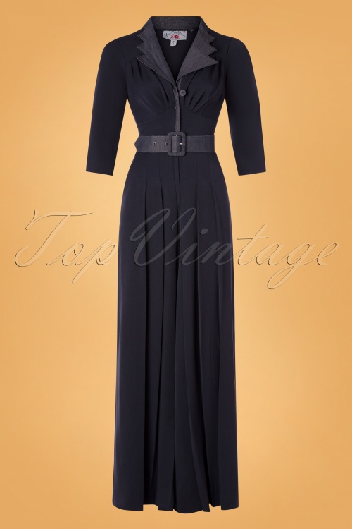 Miss Candyfloss - 40s Fatou Lee Jumpsuit in Navy