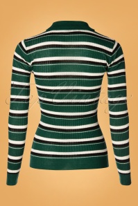 La Petite Francaise - 70s Poésie Stripe Roll Neck Top in Green 2