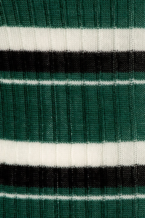 La Petite Francaise - 70s Poésie Stripe Roll Neck Top in Green 3