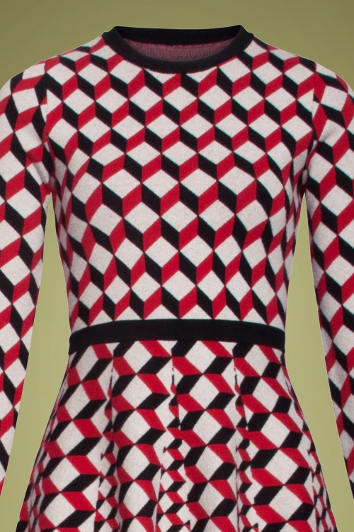Smashed Lemon - 60s Celie Geometric Dress in Red and Black 5