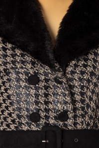 Miss Candyfloss - 50s Hazel Dora Houndstooth Winter Trench Coat in Black 6