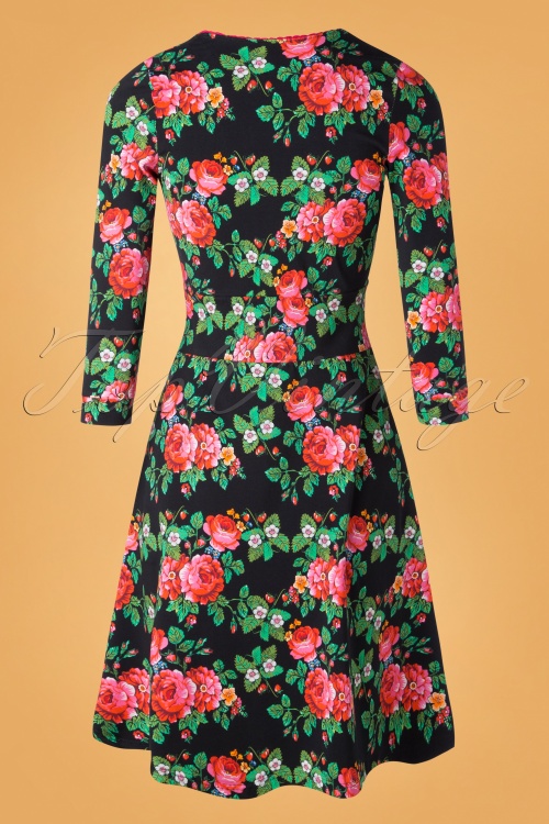 Tante Betsy - 60s Swirley Bouquet Dress in Black 4