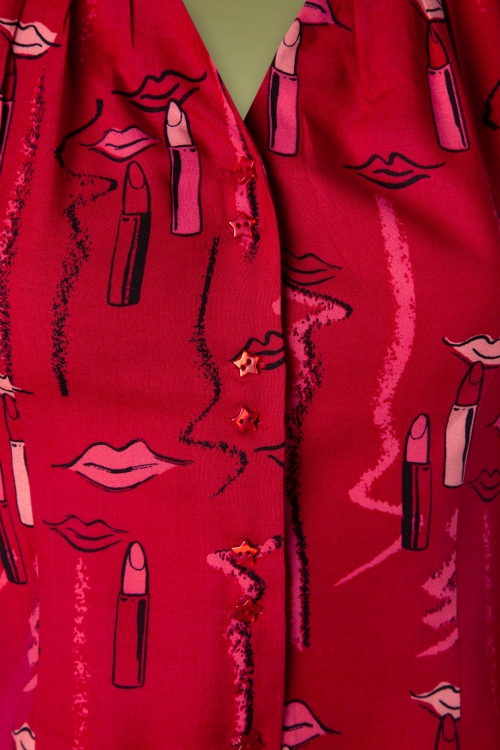 Emily and Fin - Elspeth Lipstick Scribble Bluse in Rot 3