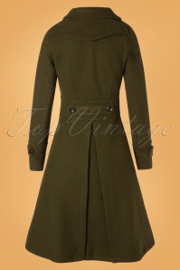 Vixen - 40s Martha Longline Coat in Khaki 6