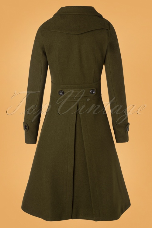 Vixen - 40s Martha Longline Coat in Khaki 6