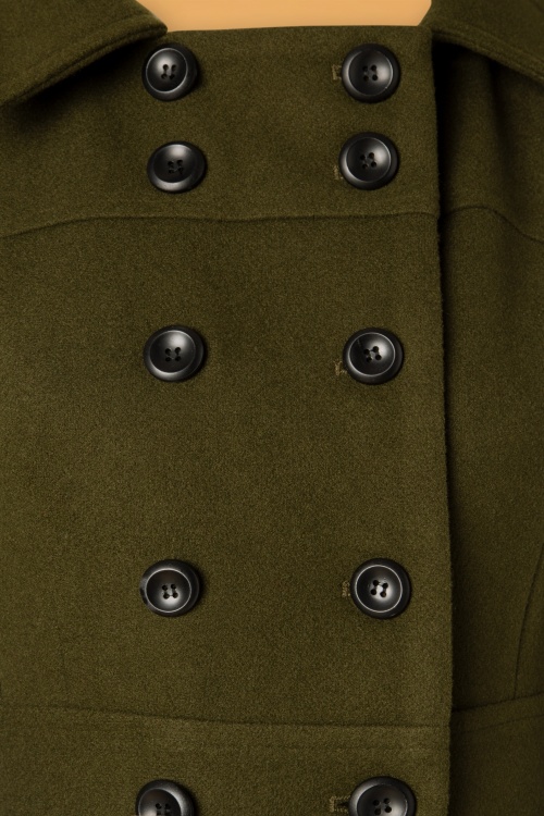 Vixen - 40s Martha Longline Coat in Khaki 5
