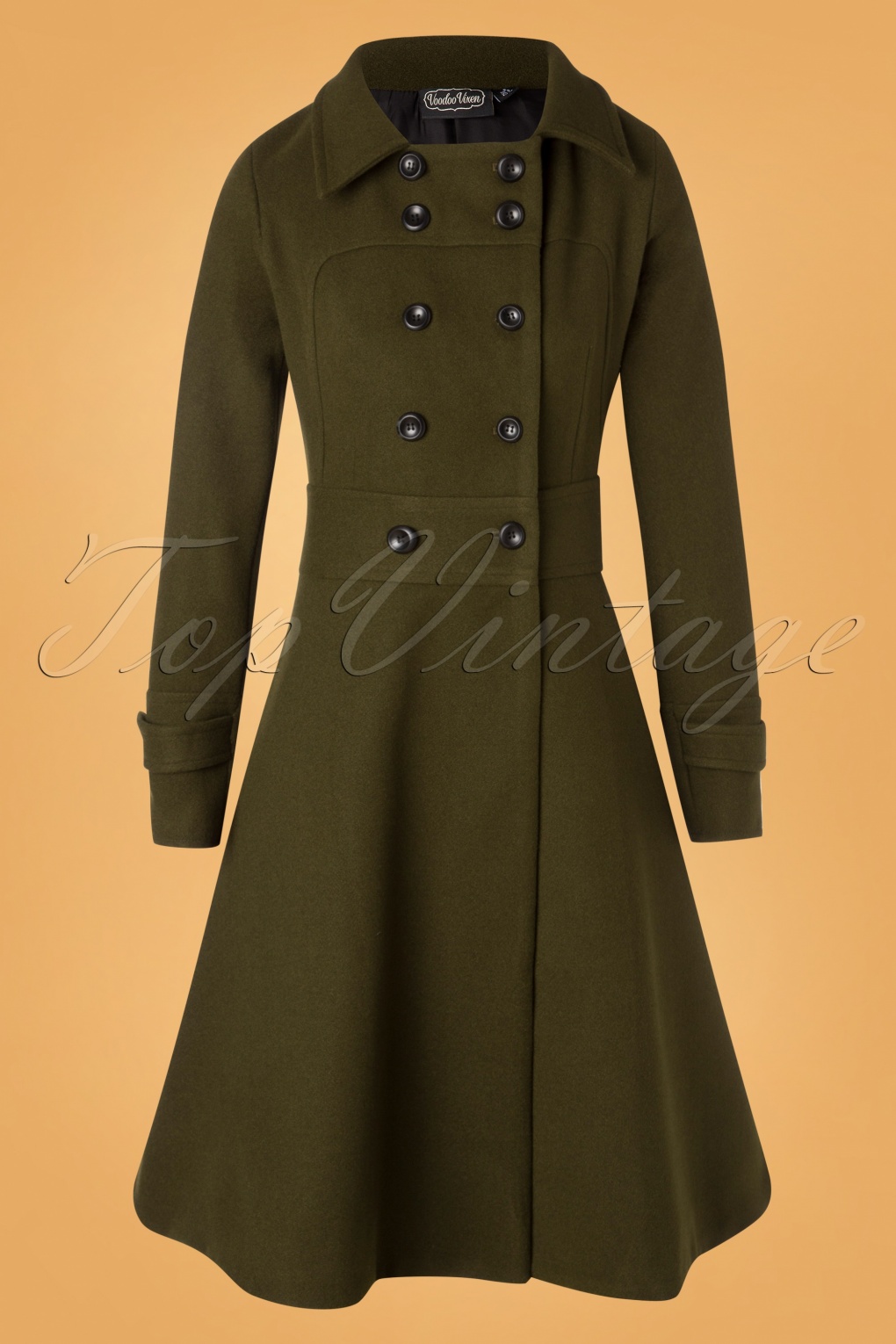 40s Martha Longline Coat in Khaki