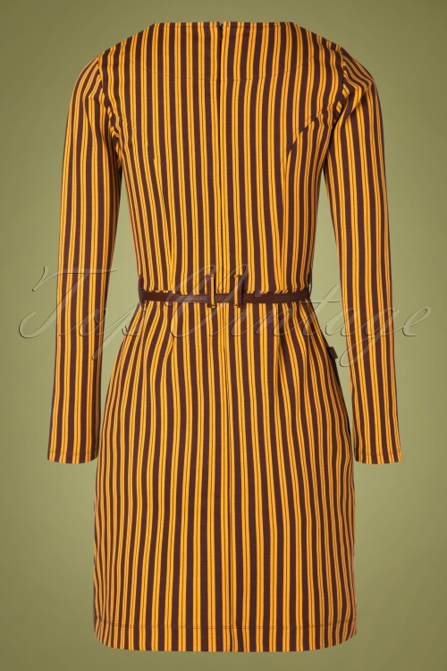 4FunkyFlavours - 60s Feel The Music Dress in Brown and Yellow 2