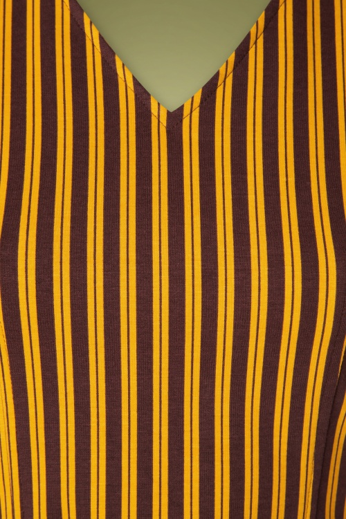 4FunkyFlavours - 60s Feel The Music Dress in Brown and Yellow 3