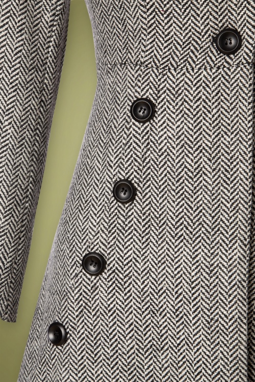 Vixen - Macie Herringbone Coat Années 50 en Noir et Blanc 4