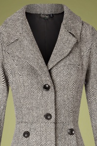 Vixen - 50s Macie Herringbone Coat in Black and White 3