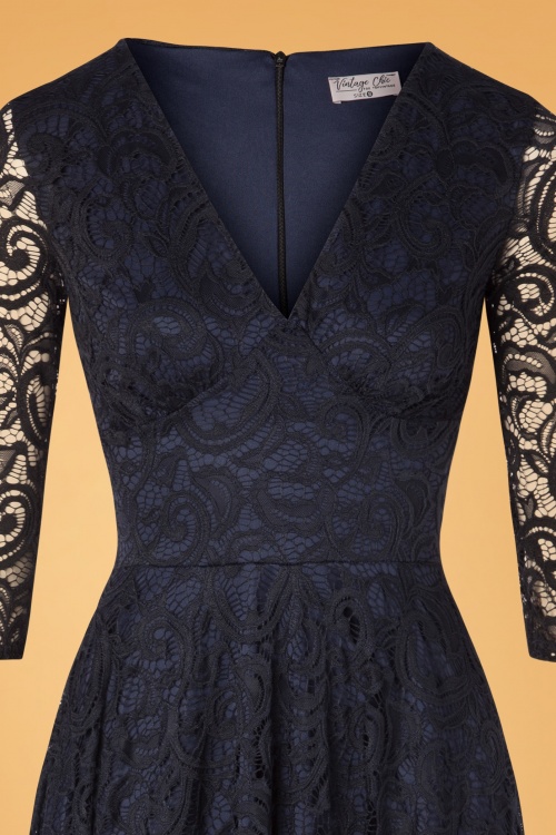 Vintage Chic for Topvintage - 50s Maria Lace Swing Dress in Navy 3