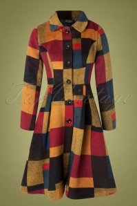 Vixen - 50s Blaire Patchwork Coat in Yellow and Red 2