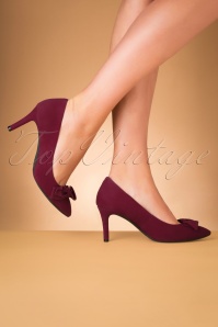 Rockport - 50s Bow Suede Pumps in Merlot 3
