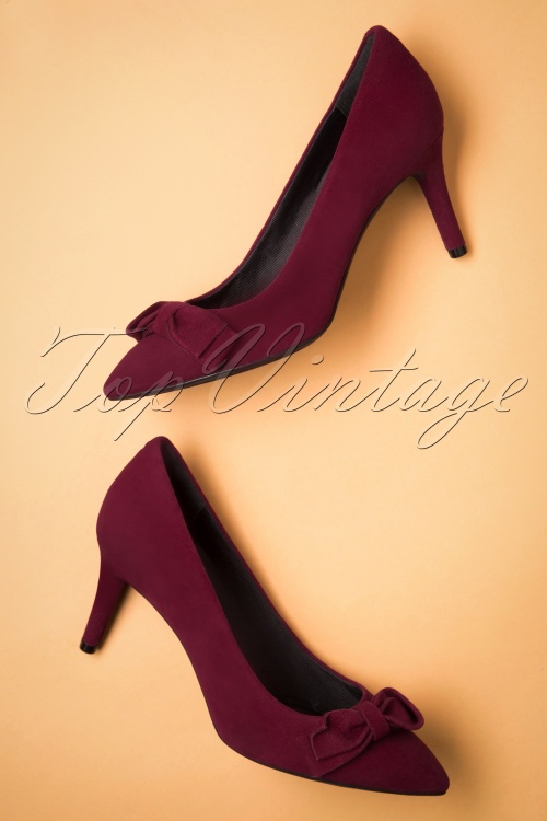 Rockport - 50s Bow Suede Pumps in Merlot 2