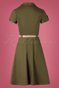 Vixen - Martha Button-Down-Flare-Kleid in Olive 4