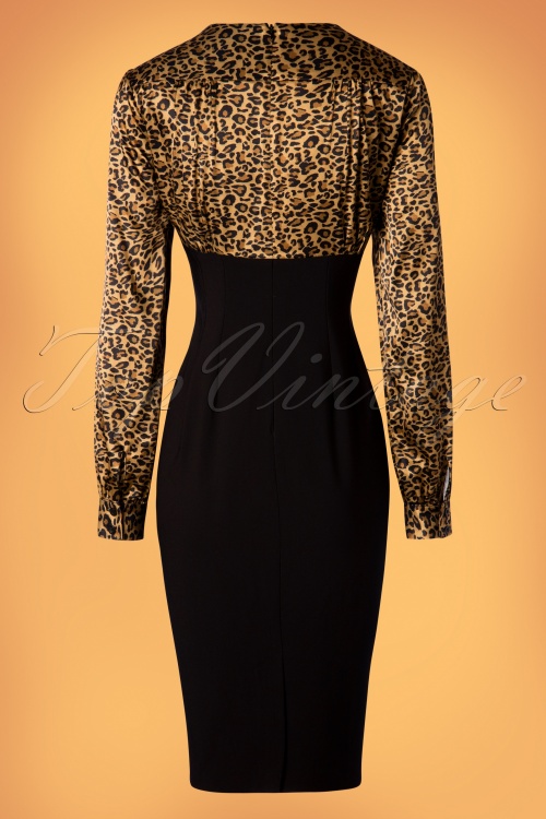 Glamour Bunny - 50s Harriet Pencil Dress in Leopard and Black 7