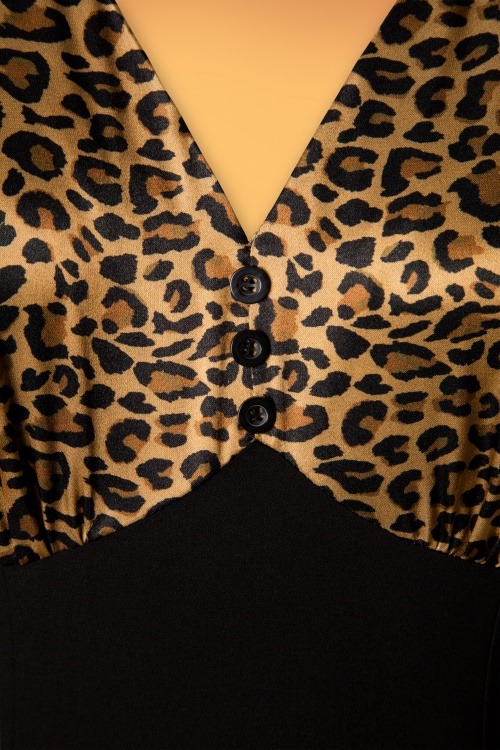 Glamour Bunny - 50s Harriet Pencil Dress in Leopard and Black 8