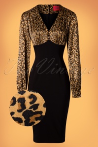 Glamour Bunny - 50s Harriet Pencil Dress in Leopard and Black 4