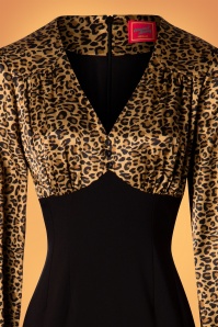 Glamour Bunny - 50s Harriet Pencil Dress in Leopard and Black 6