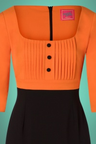 Glamour Bunny - 50s Nova Pencil Dress in Black and Orange 4