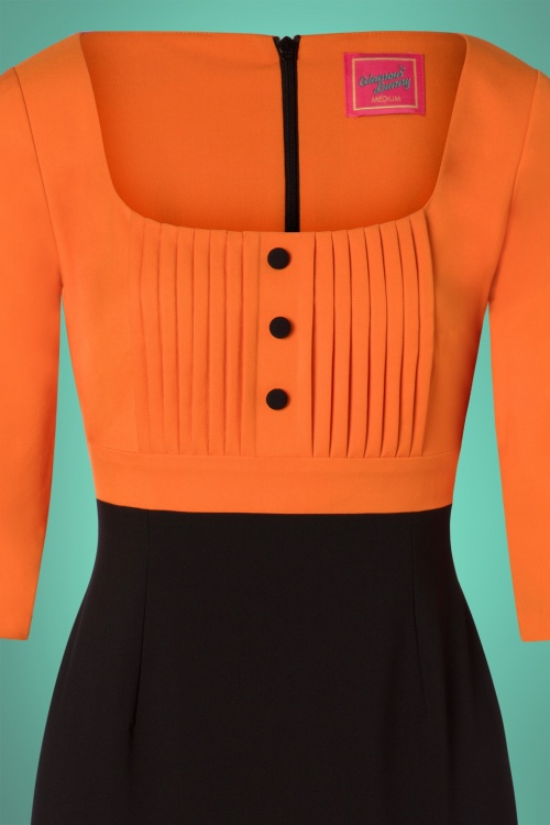 Glamour Bunny - Nova Pencil Dress Années 50 en Noir et Orange 4